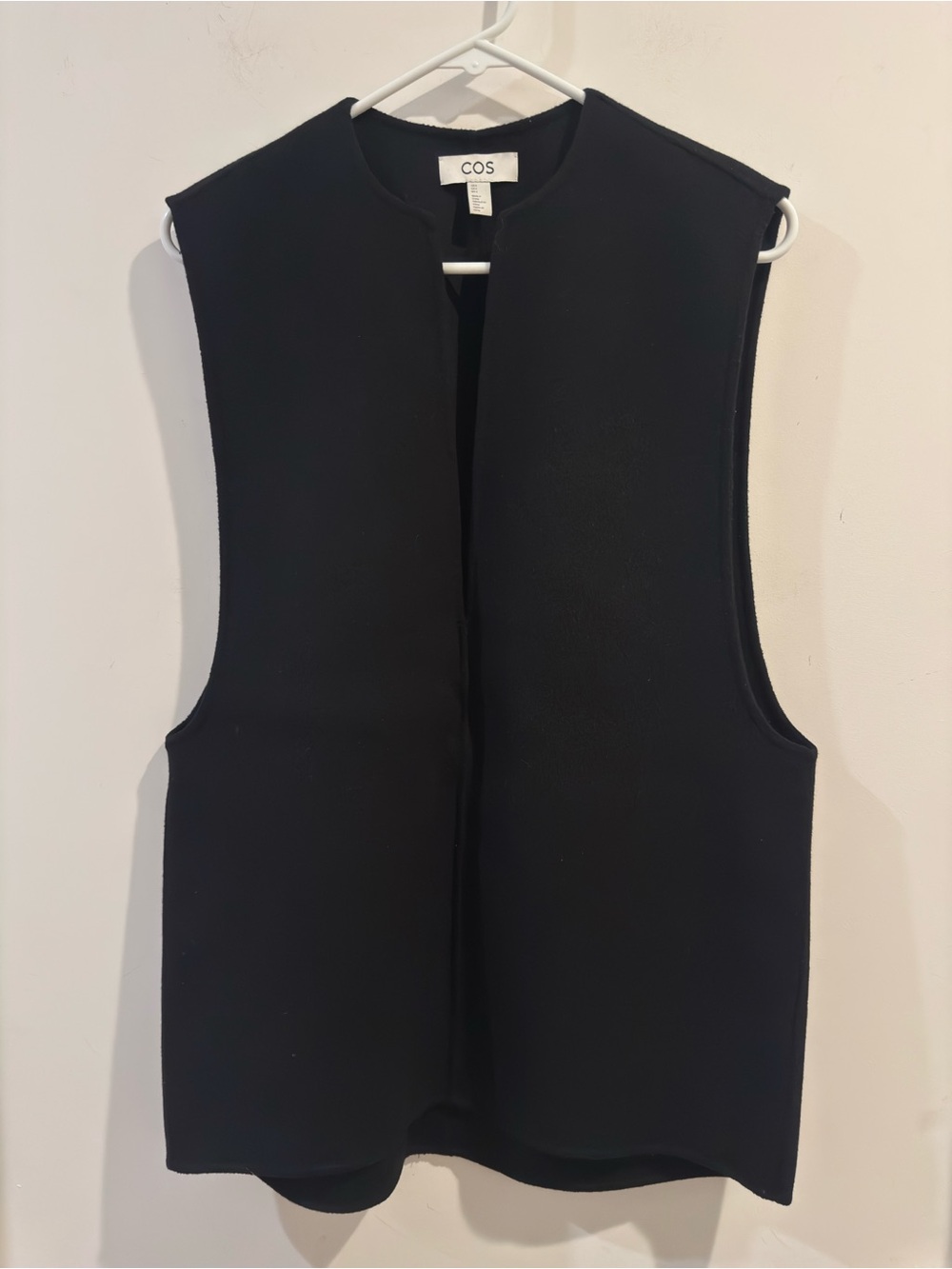 COS Deep V-Neck Sleeveless Top Oversized Vest Waistcoat Wool Size 4 - Picture 2 of 5